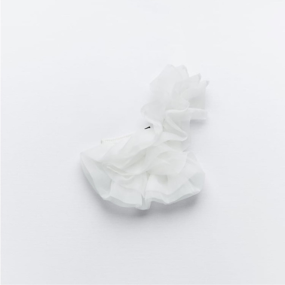 ZARA white ASYMMETRICAL RIB ORGANZA TOP NWT - Picture 6 of 7